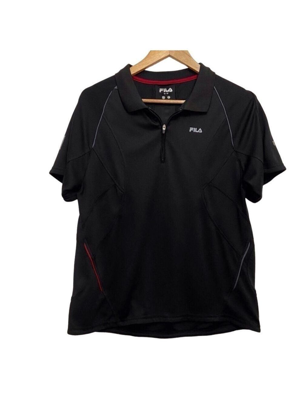 FILA athletic sweater black short sleeves polo athletics medium